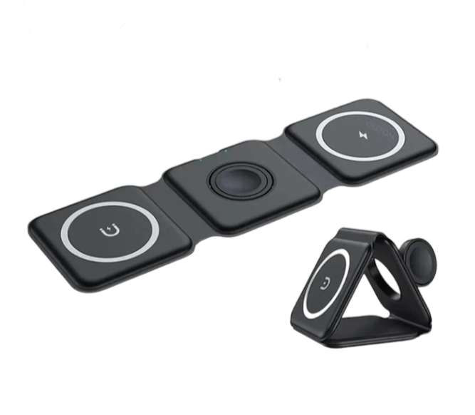 Carregador por indução Dobrável 3 em 1 para IPhone, Apple Watch e Airpods-TrendyTech
